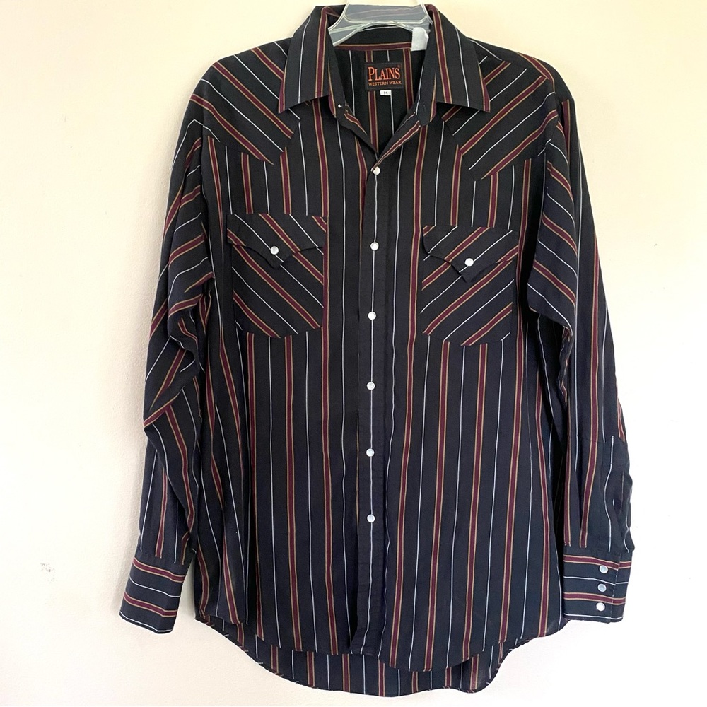 Plains |  Western striped pearl snap shirt